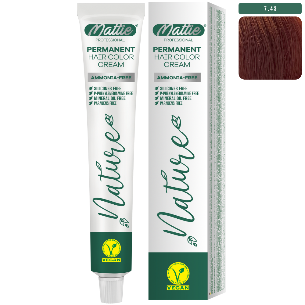 Mattie Professional Nature (7.43) Rame Dorato - Crema Colorante Permanente Vegana 60ml