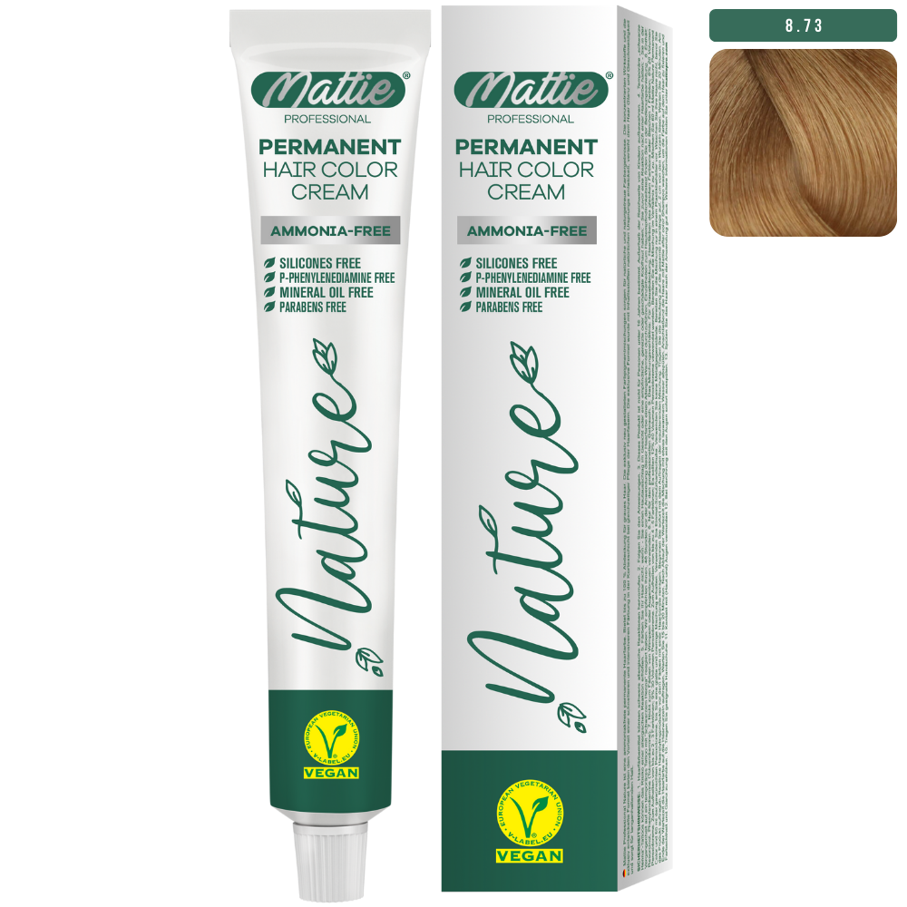 Mattie Professional Nature (8.73) Biondo Chiaro Marrone Dorato - Crema Colorante Permanente Vegana 60ml