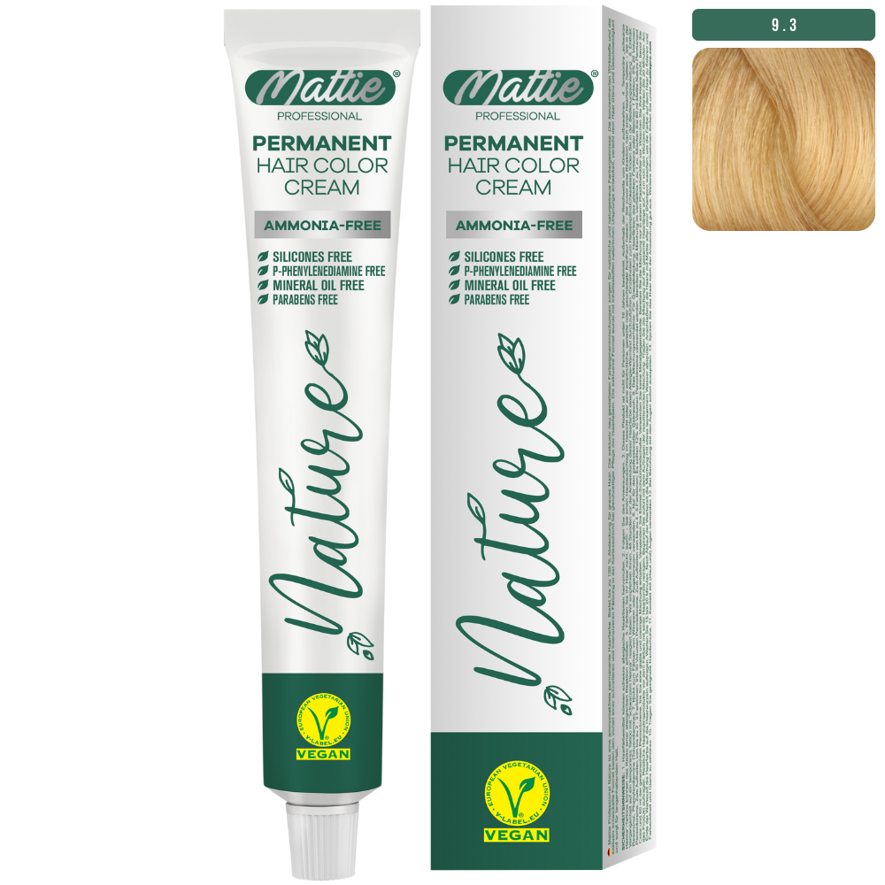 Mattie Professional Nature (9.3) Biondo Dorato Chiaro - Vegana Crema Colorante Permanente 60ml