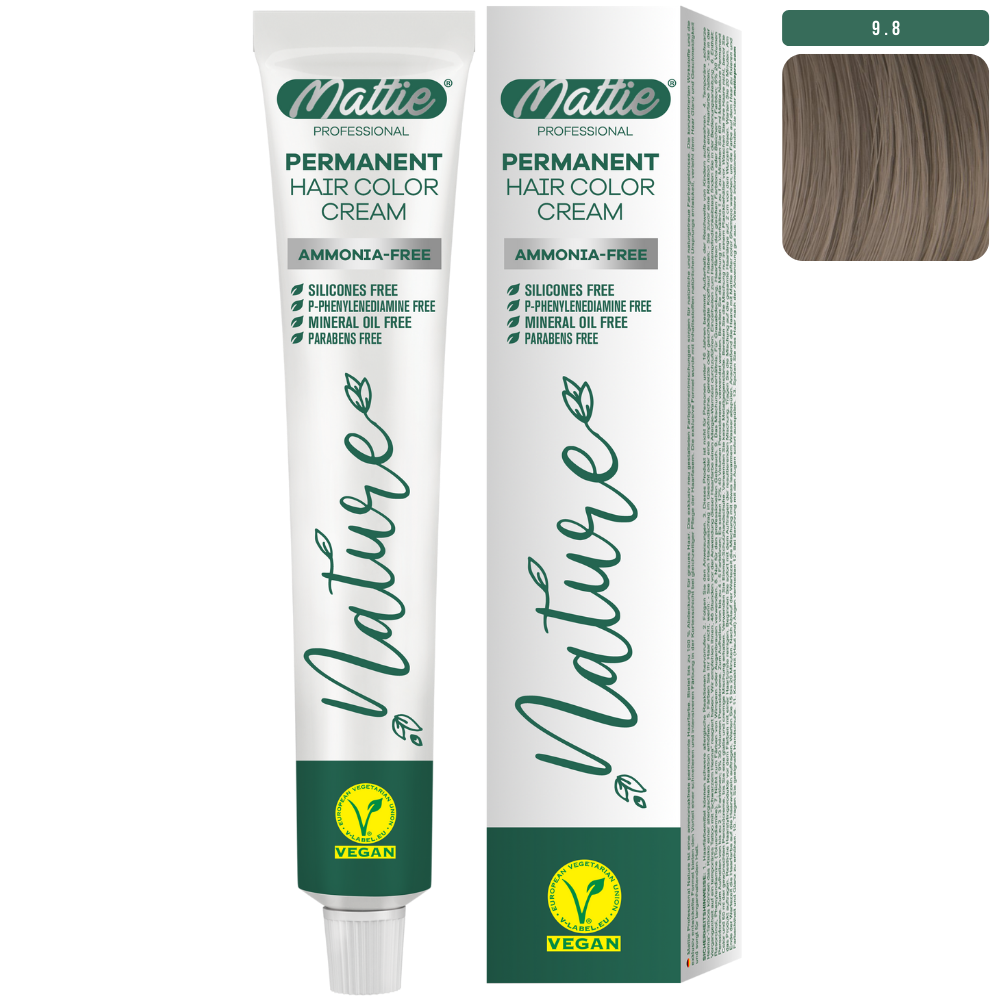 Mattie Professional Nature (9.8) Biondo Molto Chiaro Sabbia Beige - Vegana Crema Colorante Permanente 60ml